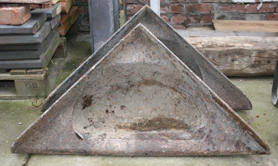 Pair cast horse feeders