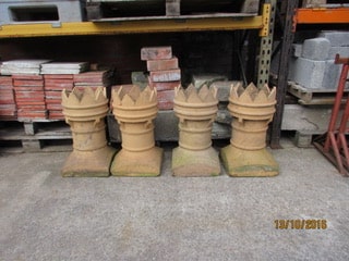 Set of 4 crown buff chimney pots in very good condition. Each one cost