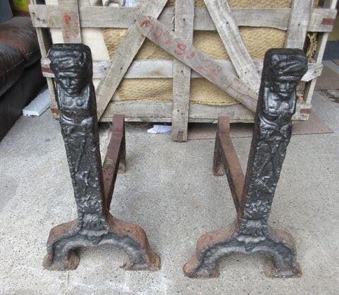 Pair of Period Cast Iron Dog Irons