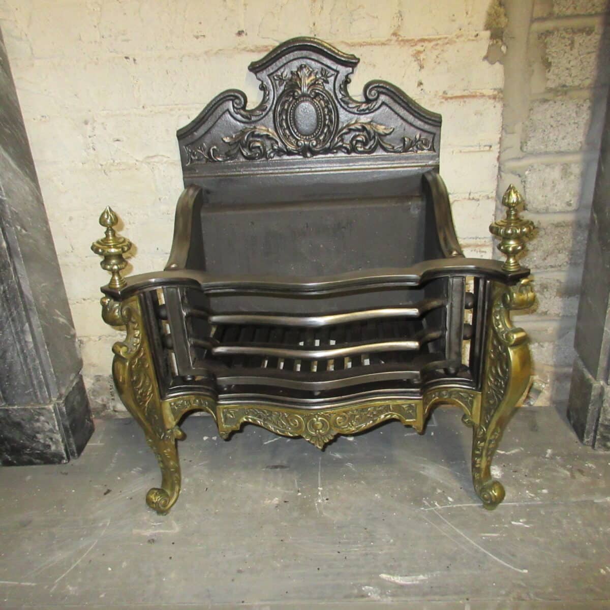 Brass and cast iron dog grate