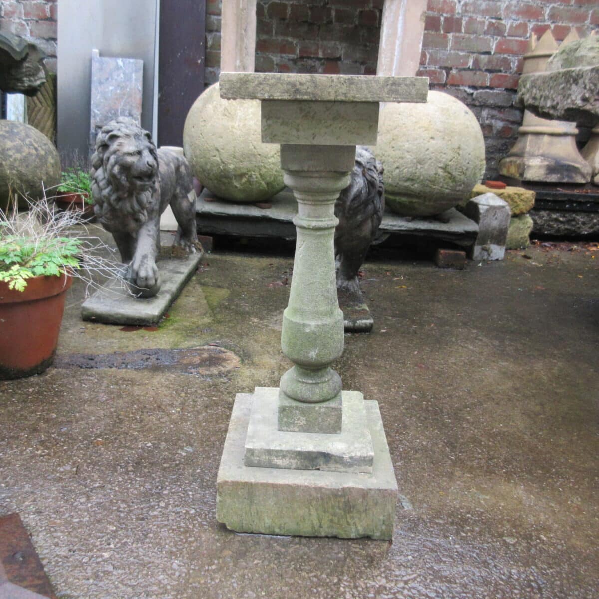 Limestone bird bath